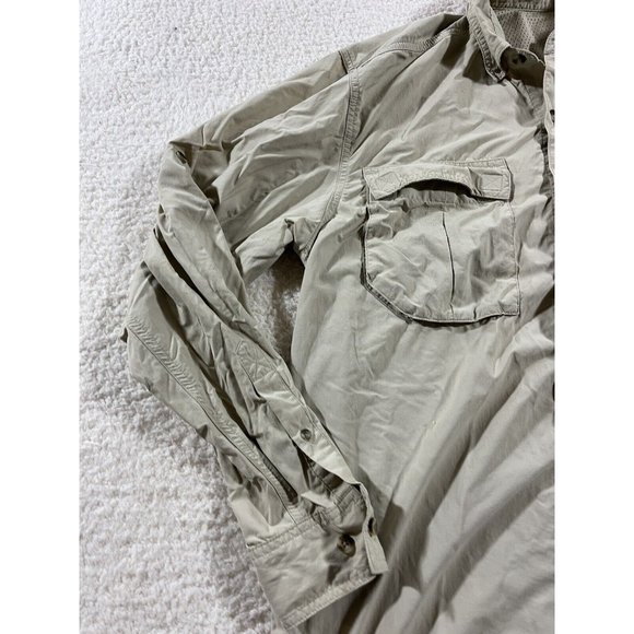 Guide Series Fishing Shirt Mens Large Vented Performance Button Up Brown Tan - Picture 3 of 10
